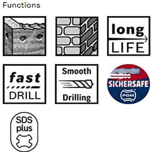Bosch 12 x 215 mm SDS Plus-5X Hammer Drill Bits, 2 608 585 630