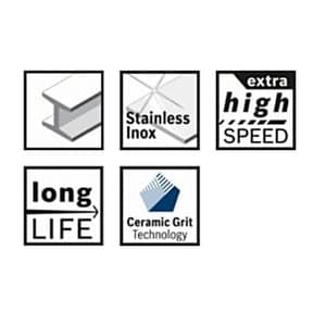 Bosch 125 mm / 80 Grit R780 Ceramic Fibre Sanding Discs Best For Metal & Inox (Pack of 50 Pcs), 2 608 621 613