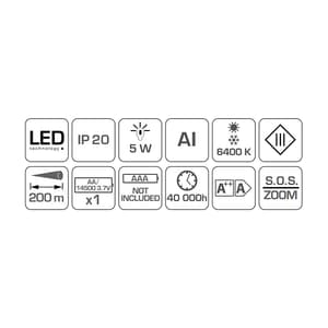 Hogert 5W Aluminum Pocket Flashlight (Without Battery), HT1E424