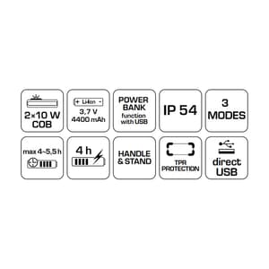 Hogert 2 x 10W COB LED Portable Floodlight With USB, HT1E430