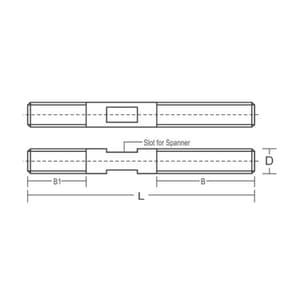 Apex M12 x 125mm Length Clamping Stud With Slot Having Tapped Holes (Pack of 10 Pcs), 930S-2