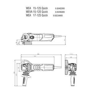 Metabo 125mm / 5 inch 1550W Quick Angle Grinder, WEA 15-125