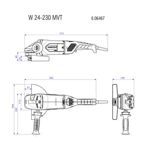 Metabo 230mm / 9 inch 2400W Angle Grinder, W 24-230 MVT