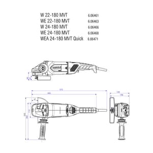 Metabo 180mm / 7 inch 2400W Quick Angle Grinder, WEA 24-180 MVT