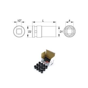 Yato 15 mm, 1/2 Inch Square Drive Hexagonal Deep Impact Sockets, YT-1035