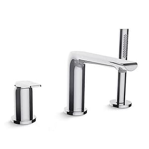 Kohler Avid 3 Hole Deck Mount Bath Tub Filler With Hand Shower In Polished Chrome Finish, K-97360T-B4-CP