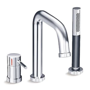 Kohler Cuff 3 Hole Bath Filler With Diverter For Handshower In Polished Chrome Finish, K-37312IN-B4-CP