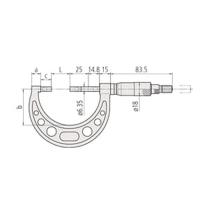 Mitutoyo 25 - 50 mm Non-rotating Spindle Type Blade Micrometer, 122-112-10