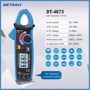 Metravi 3-1/2 Digit / 100A Digital TRMS AC/DC Leakage Current Clamp Meter, DT-4673