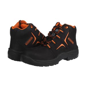 Black+Decker High Ankle Nubuck Leather Safety Shoe - Steel Toe (Black), BXWB0131IN
