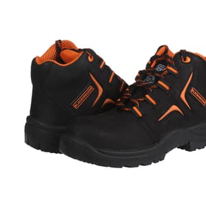 Black+Decker High Ankle Nubuck Leather Safety Shoe - Steel Toe (Black), BXWB0131IN