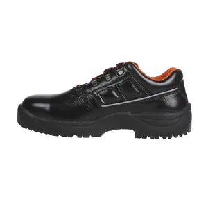Black+Decker Lace Up Leather Safety Shoe - Steel Toe (Black), BXWB0101IN