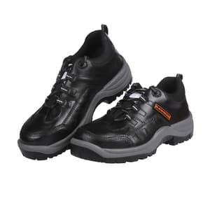 Black+Decker Lace Up Leather Safety Shoe - Steel Toe (Black), BXWB0112IN