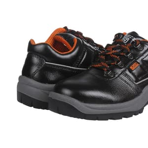 Black+Decker Lace Up Leather Safety Shoe - Steel Toe (Black), BXWB0111IN