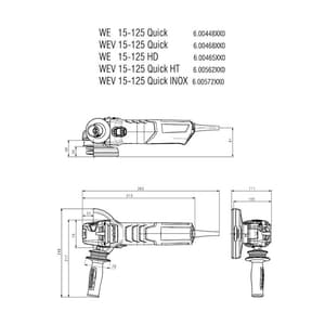 Metabo 125mm / 5 inch 1550W Quick Inox Angle Grinder, WEV 15-125