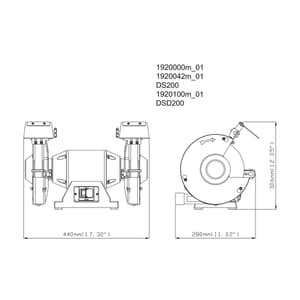 Metabo 200mm / 8 inch 600W Bench Grinder, DS 200