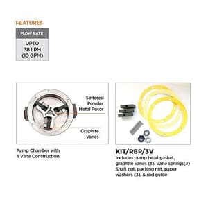 Groz 38 LPM Industrial Rotary Fuel Pump With Steel Discharge Spout, RBP/3V