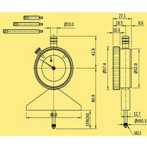 Baker 0 - 8 inch Dial Depth Gauge, K158/1