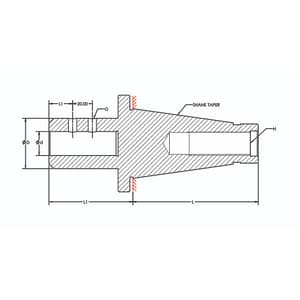 Tooltech ISO-40 / 25 mm Bore Size Side Lock Adaptor (ISO Taper)