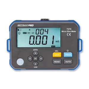 Metravi 0.001m - 300.0kOhms Range 1A Micro Ohms Meter with Data Logging, PRO 7270