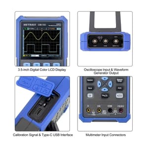 Metravi 100MHz / 500MSa/s Dual Channel Digital Handheld Oscilloscope, OM-100