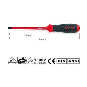 Toptul 300 mm (Blade Length) x 8 mm (Blade Dia) Insulated Slotted Screwdriver, FAEB0818