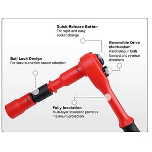 Toptul 4 Inch / 102 mm VDE Insulated Quick Release Extension Bar (1/4 Inch Sq Drive), CABA0804V4