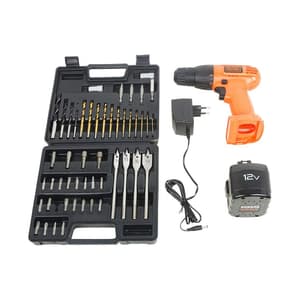 Black+Decker 12V / 10mm Ni-Cd Cordless Drill/Driver With Keyless Chuck & (Pack of 50 Pcs) Accessories Kitbox, CD121K50-IN