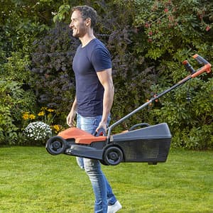 Black+Decker 1200W / 14 Inch Winged Blade 35L Grassbox Lawn Mower With Bike Handle, BEMW451BH-B1