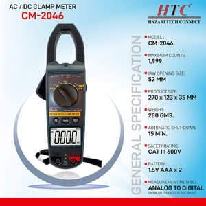 HTC 1000A AC / DC 2000 Count Clamp Meter with Backlight, CM-2046