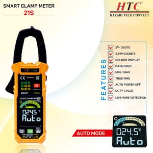 HTC 3-3/4 Digit / 6000 Counts AC/DC Smart Clamp Meter, 21-S