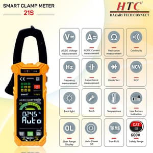 HTC 3-3/4 Digit / 6000 Counts AC/DC Smart Clamp Meter, 21-S