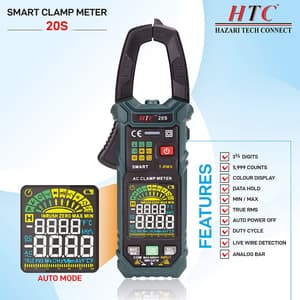 HTC 3-3/4 Digit / 6000 Counts AC Smart Clamp Meter, 20-S