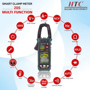 HTC 3-3/4 Digit / 6000 Counts AC Smart Clamp Meter, 20-S