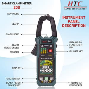 HTC 3-3/4 Digit / 6000 Counts AC Smart Clamp Meter, 20-S