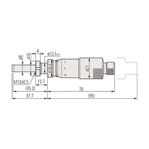 Mitutoyo 0 - 2.5 mm Standard Micrometer Head with Clamp Nut, 110-101