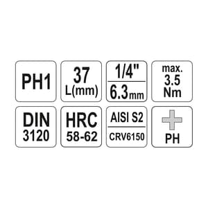 Yato PH1, 1/4 Inch Sq. Drive Sockets Bit, YT-04411