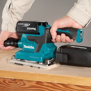 Makita 18V LXT BL 1/3 Sheet Cordless Finishing Sander with Rapid Charger & 2 Pcs 5.0Ah Batteries, DBO381RTJ