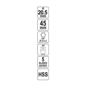 Yato 20.5 mm Dia. HSS Countersink For Metal, YT-44726