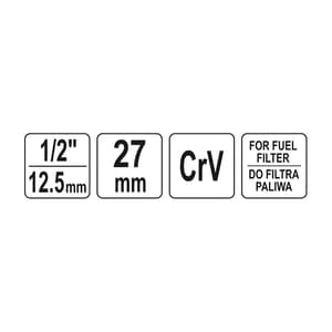 Yato 1/2 Inch / 27 mm Fuel Filter Socket, YT-12000