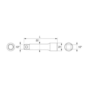 Yato 3 Inch / 76 mm Extension Bar With Wobble (1/2 Inch Sq Drive), YT-1249