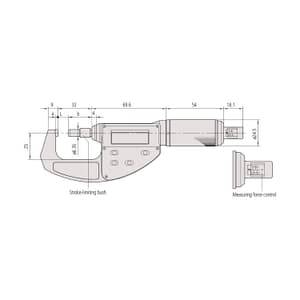 Mitutoyo 0 - 10 mm ABSOLUTE Digital Micrometer with Adjustable Measuring Force, 227-205-20