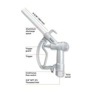 Groz 3/4 Inch Fuel Dispensing Kit With 3 Mtr Anti Static Rubber Hose fitted With Manual Fuel Control Nozzle, FDK/3/3-4/N