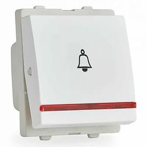 Schneider Electric Opale 6 Amp 2 Module Bell Push With Indicator - White (Pack of 10 Pcs), X1086WH