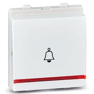 Schneider Electric Opale 6 Amp 2 Module Bell Push With Indicator - White (Pack of 10 Pcs), X1086WH