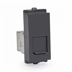 Schneider Electric Opale 1 Module RJ 45 Telephone Outlet With Shutter - Coke Grey (Pack of 20 Pcs), AAKY4045