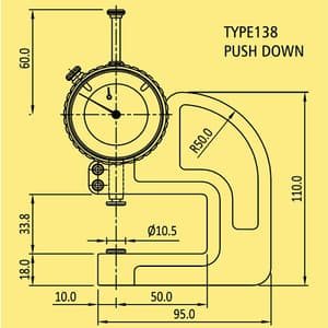 Baker 25 mm Push Down Type Dial Thickness Gauge (Series 138), K138/0