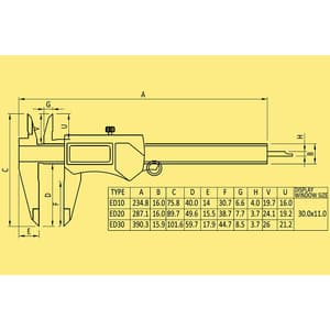 Baker 150 mm / 6 inch Value Line Digital Vernier Caliper (ED Series), ED10