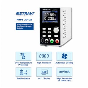 Metravi 0 – 30V / 0 – 10A Programmable DC Regulated Power Supply (Single Output), PRPS-3010A