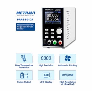 Metravi 0 – 60V / 0 – 10A Programmable DC Regulated Power Supply (Single Output), PRPS-6010A